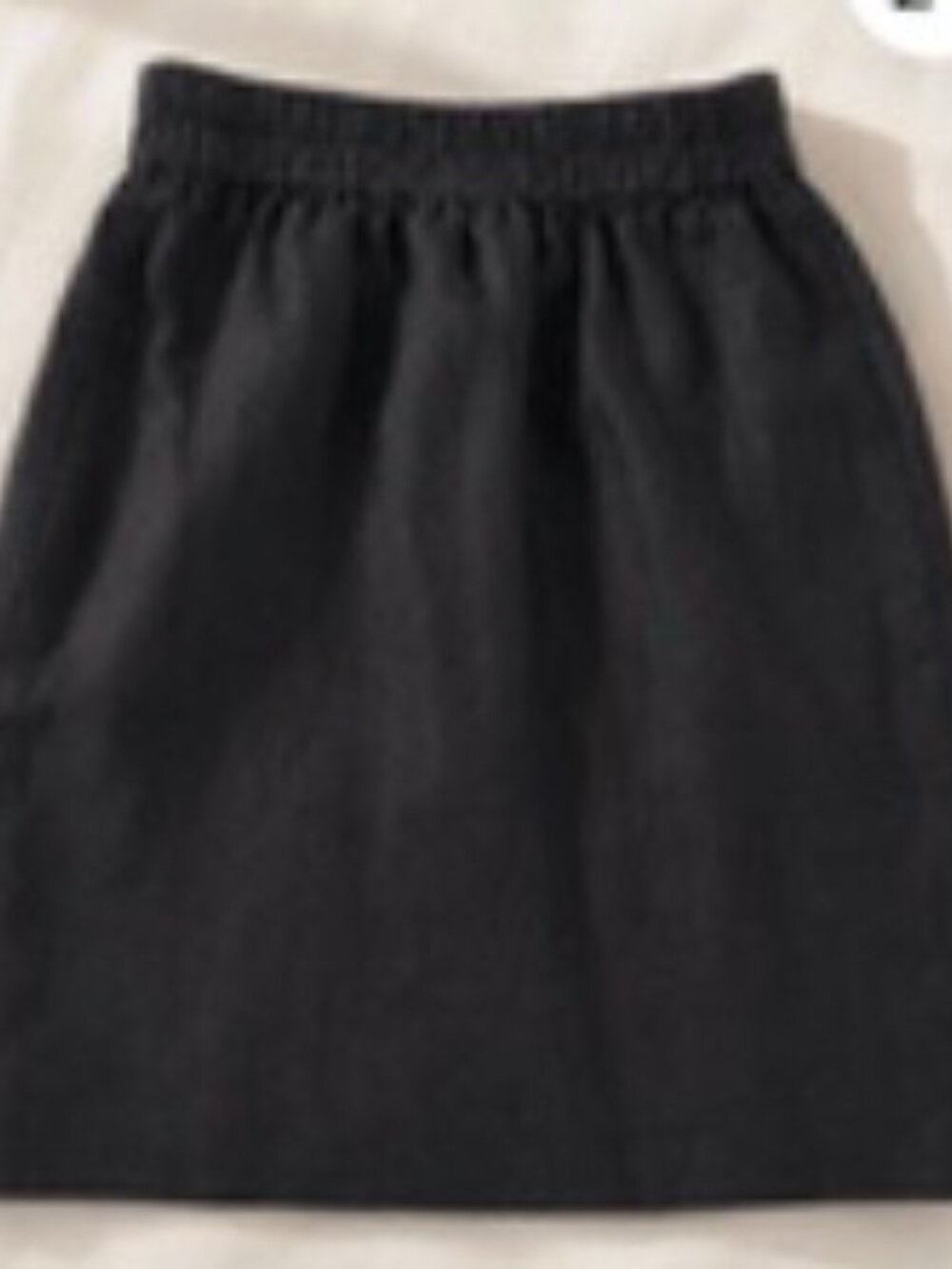 J.Crew Black 100% Linen Mini Skirt Smocked Waist Lined 8 Blk Coastal Minimalist
